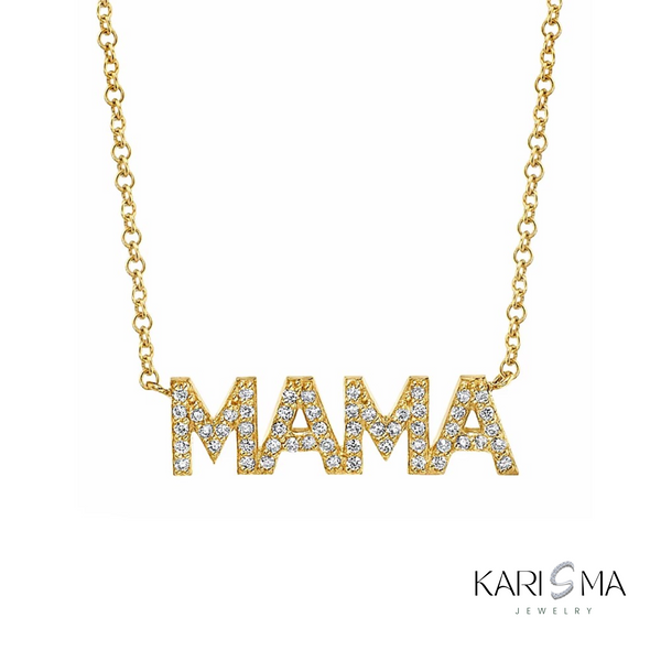 Gold Plated MAMA Necklace with Sparkling Zircon