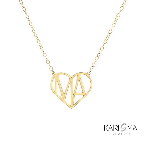 Minimalist Gold MA Heart Necklace for Moms